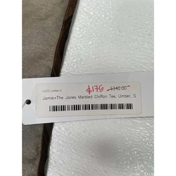 NWT Jamie + The Jones Marbled Chiffon Tee Blouse Umber Sz Small $340 - Picture 4 of 4